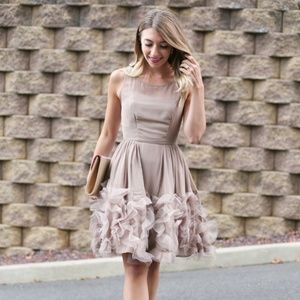 Lauren Conrad Ruffle Dress Taupe Blush Limited Ed